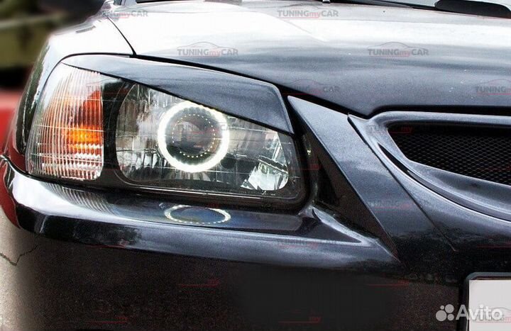 Реснички на фары косые Hyundai Accent 1999-2012