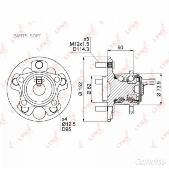 Lynxauto WH1089 Ступица колеса зад прав/лев