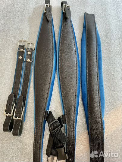 Ремни концертные темно-голубого цвета