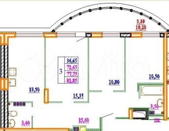 3-к. квартира, 82,9 м², 3/11 эт.