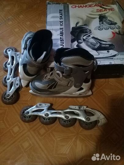 Роликовые коньки/коньки зимн. трансформеры раздвиж