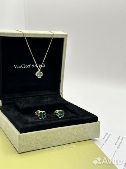 Золотое колье Van Cleef Ван Клиф малахит