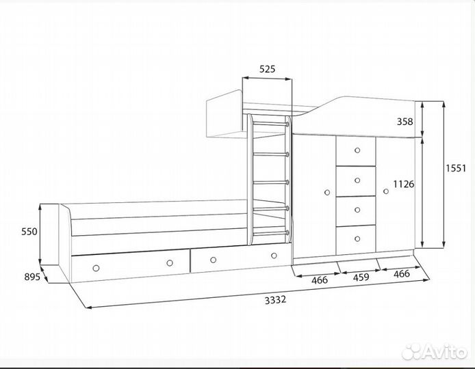 Детская кровать Белый/Венге