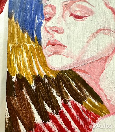 Картина в раме яркий портрет девушки