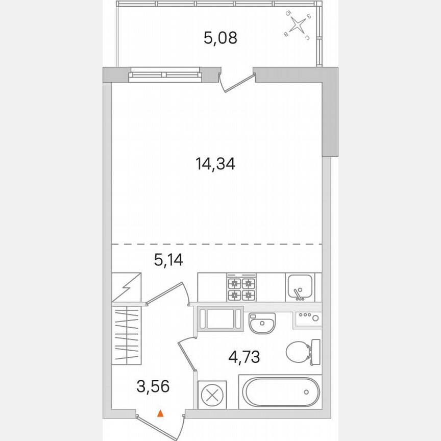 Квартира-студия, 29,3 м², 6/8 эт.