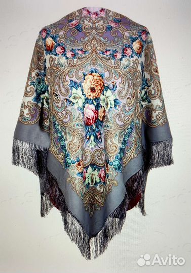 Павловопосадский платок 125*125см шерсть новый