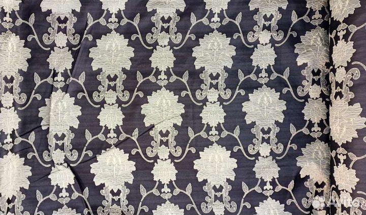 Ткань для штор Дамаск Венге-беж-золото