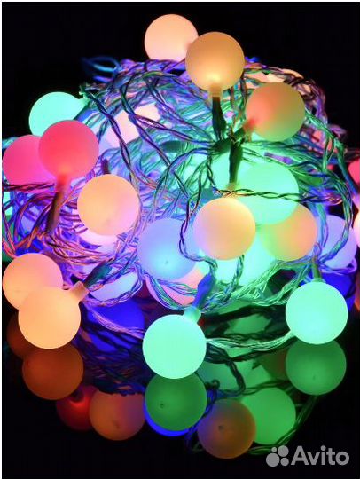 Новогодняя гирлянда цветная и желтая новая