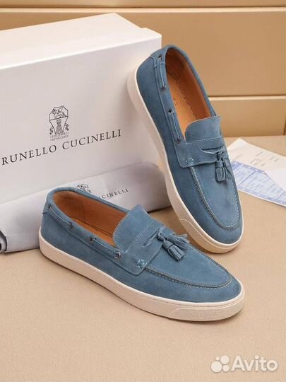 Лоферы с кисточками Brunello Cucinelli голубые