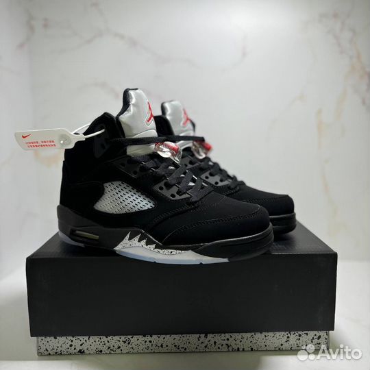 Кроссовки nike air jordan 5 retro black metalic