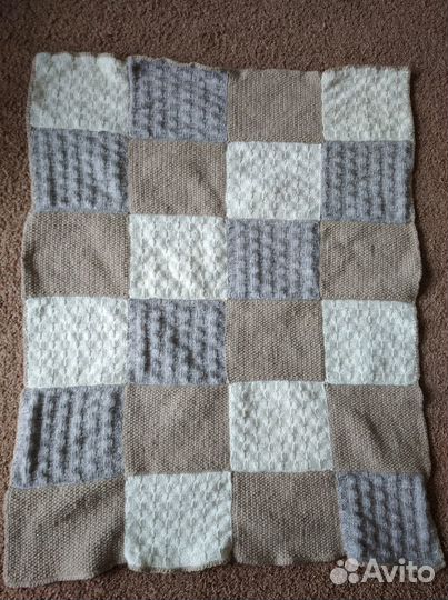 Вязаный шерстяной плед 1м*80см