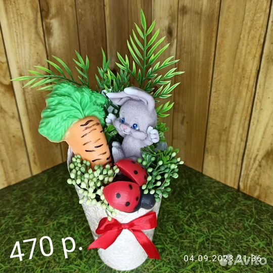 Букеты со зверюшками. Мыло ручной работы