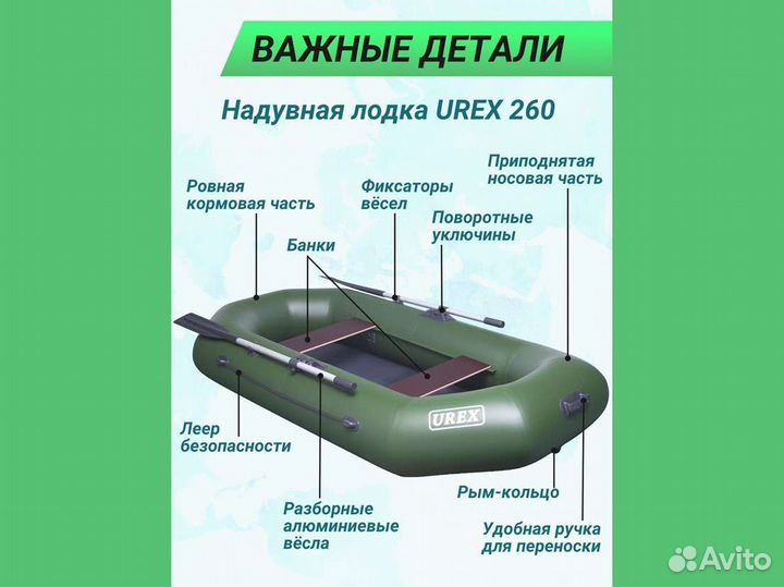 Лодка пвх надувная для рыбалки 260 см urex 260