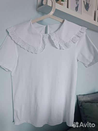 Футболка с воротником женская белая H&M S