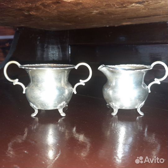 Молочник и сахарница старинные (альпака)