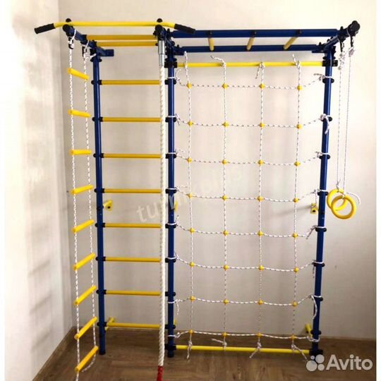 Шведская стенка детская с рукоходом и сеткой