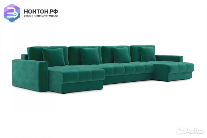 Диван п-образный тик-так Монарх М2О2 изумрудный