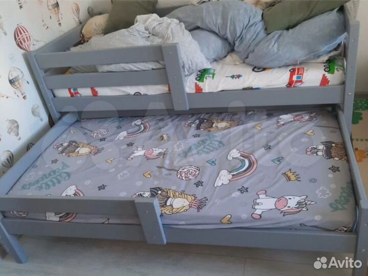 Кровать для 2-х детишек из березы