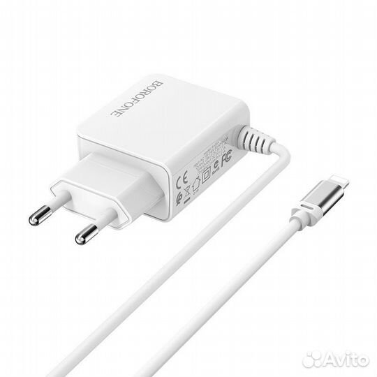 Сзу borofone BA-35A 2*USB+Lighting 2.1A White