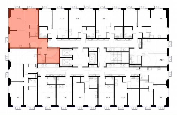 2-к. квартира, 65,6 м², 13/21 эт.