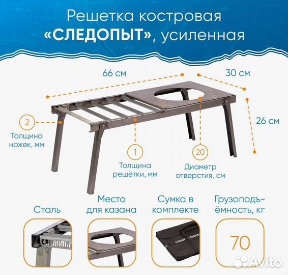 Решетка костровая с подставкой под казан