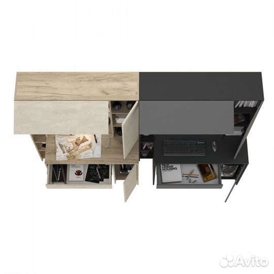 Два стола для домашнего офиса Mobi Комфорт 12.71 цвет кр.серый/ш.камень/антрацит/т-серый