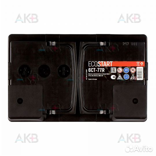 Аккумулятор автомобильный Ecostart 77R (680А 278x1