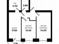 2-к. квартира, 47,5 м², 4/5 эт.