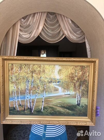 Интерьерная картина холст в раме березовая роща