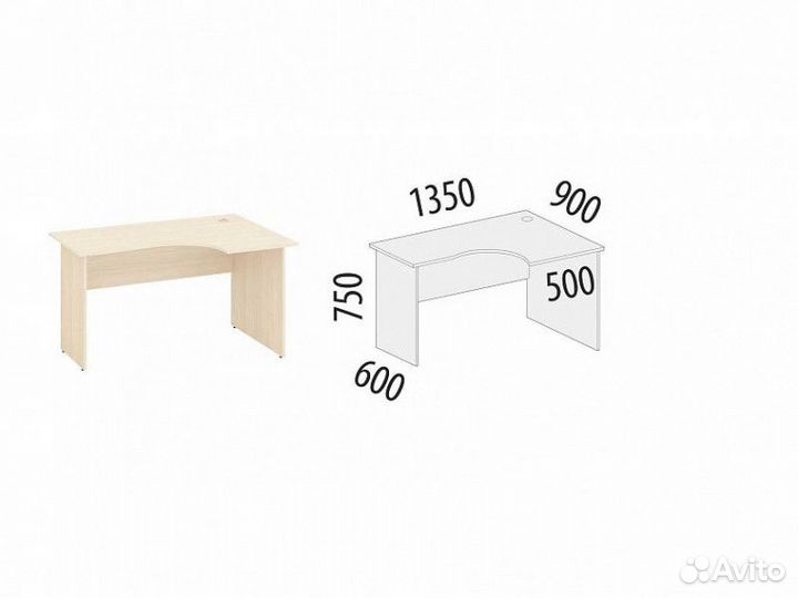 Стол угловой (прав) Рубин 40.47 для офиса