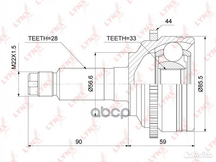 Шрус наружный mazda 6(GG) 1.8-2.3 02-07 co-3687