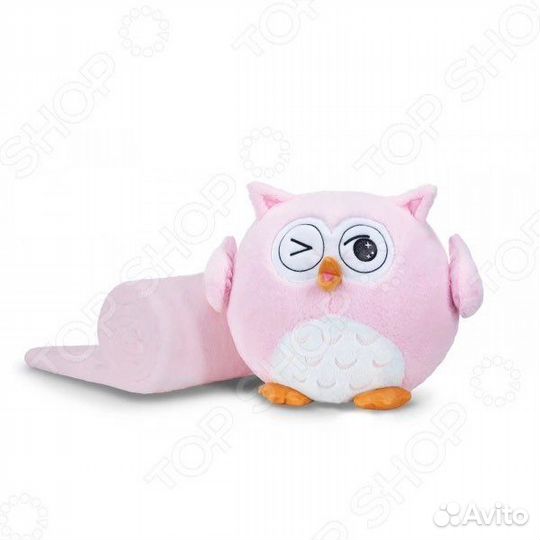 Игрушка Сова с пледом 3 в 1,40 см,розов,желт,голуб