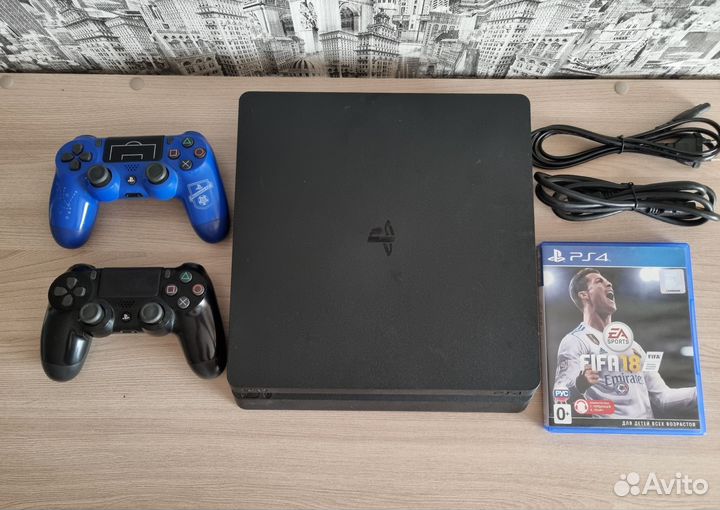 Sony PS4 Slim 500gb + 2 геймпада + 9 игр