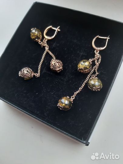 Серьги серебро длинные 925