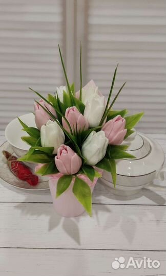 Цветы тюльпаны сувенирное мыло