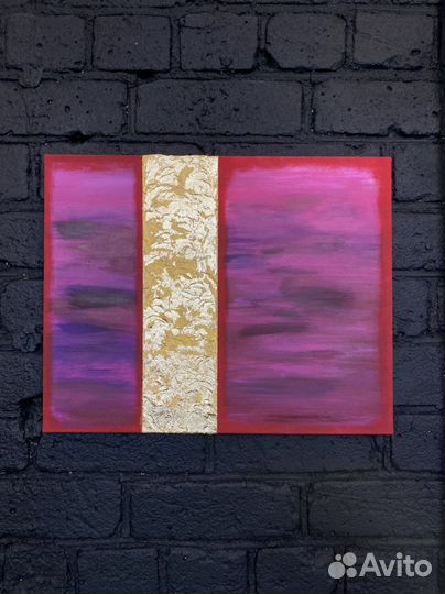 Картина интерьерная с золотой поталью, холст акрил