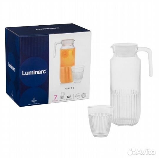 Набор питьевой luminarc Ggridz 7 предметов: кувшин