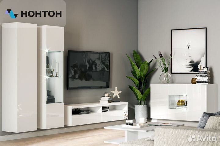 Гостиная Флорис №6 белый глянец / белый