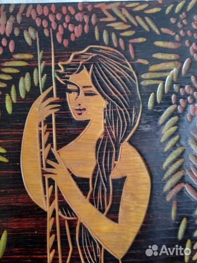 Картина СССР Пано резьба по дереву Ретро винтаж