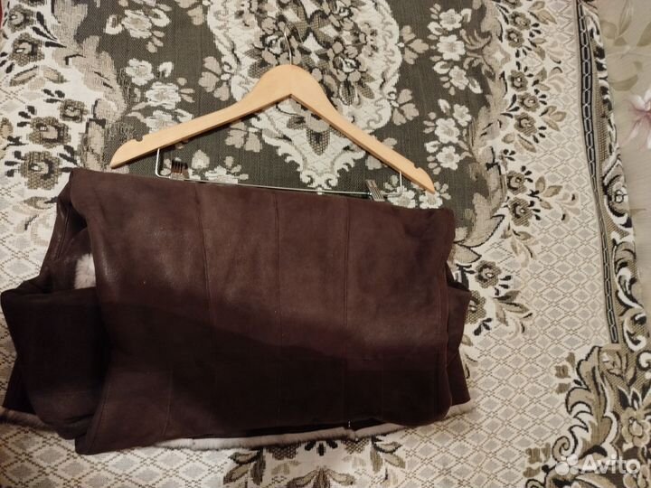 Дубленка женская зима с капюшоном 44