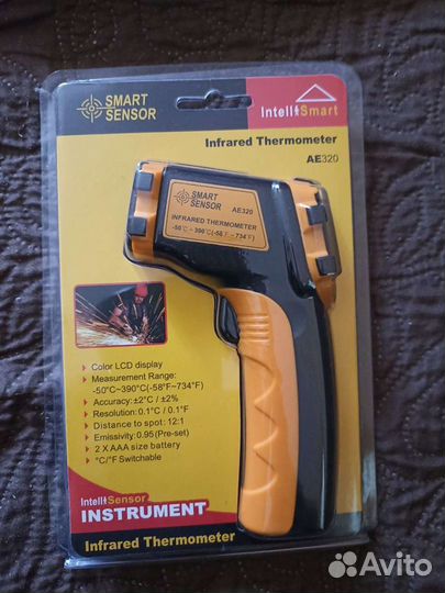 Пирометр термометр сенсорный бесконтактный -50+390