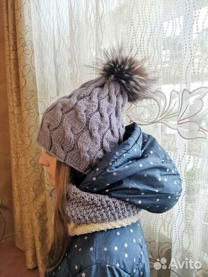 Комплект шапка и снуд для девочки