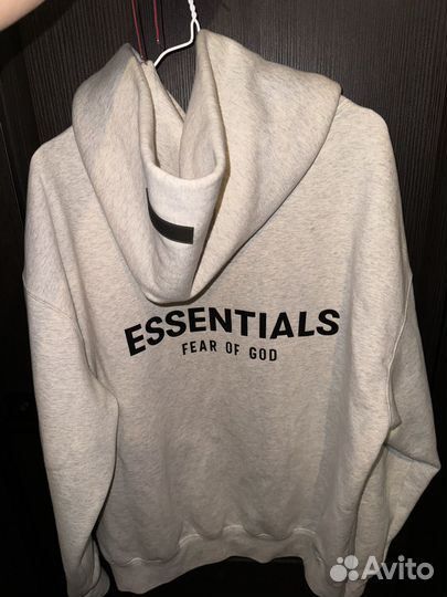 Essentials худи серое молочное Fear of God
