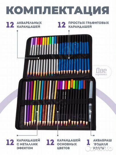 Набор для скетчинга: карандаши, грифели (71 предме