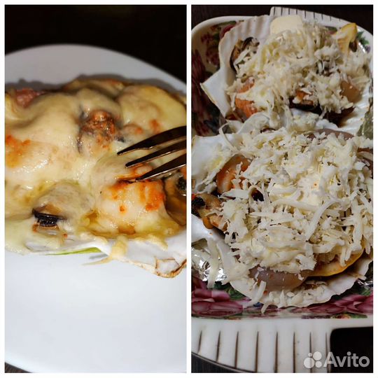Морепродукты на полустворке