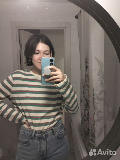 Лонгслив в полоску Lime / тренд miu miu