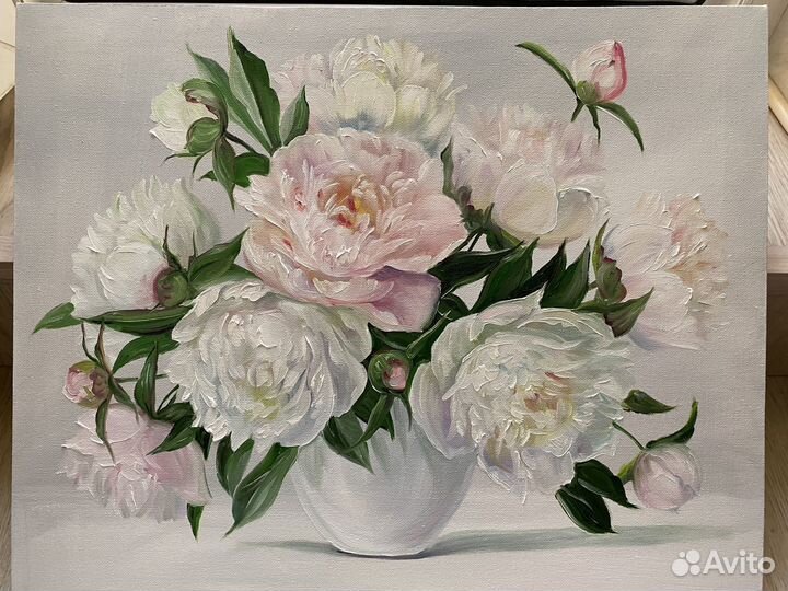 Картины маслом,гортензия, пионы, ирисы