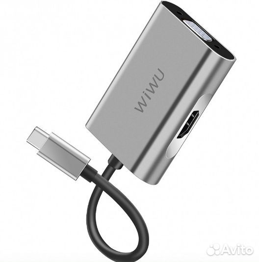 USB Хаб type-c / hdmi+VGA на MacBook 2в1 wiwu