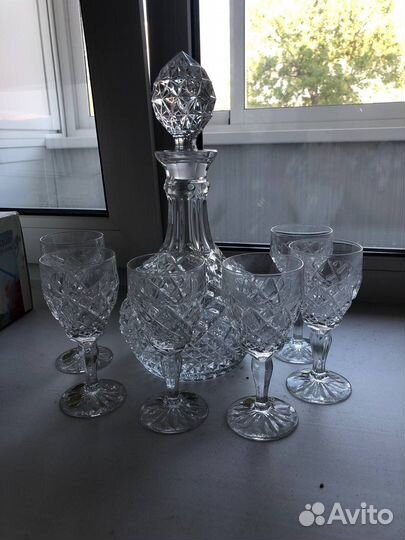 Графин с рюмками. Богемский хрусталь