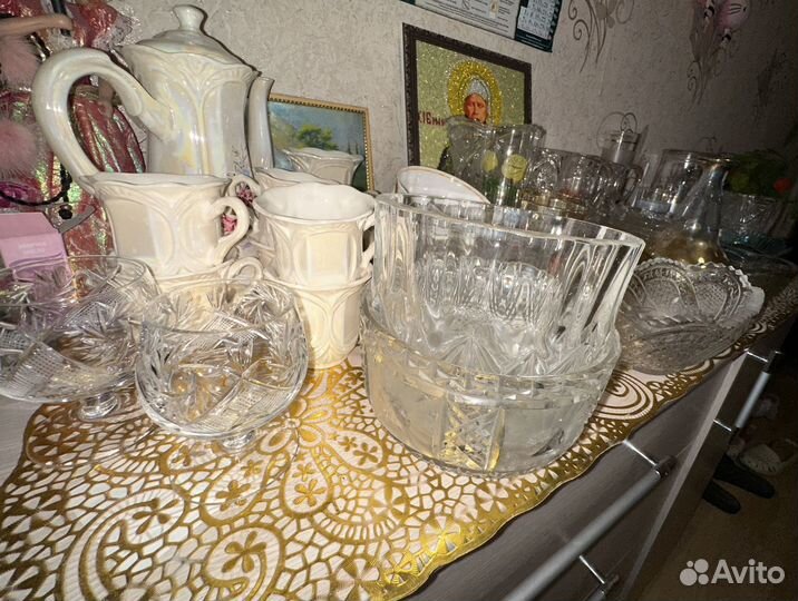 Посуда салатник хрусталь ваза стакан рюмка